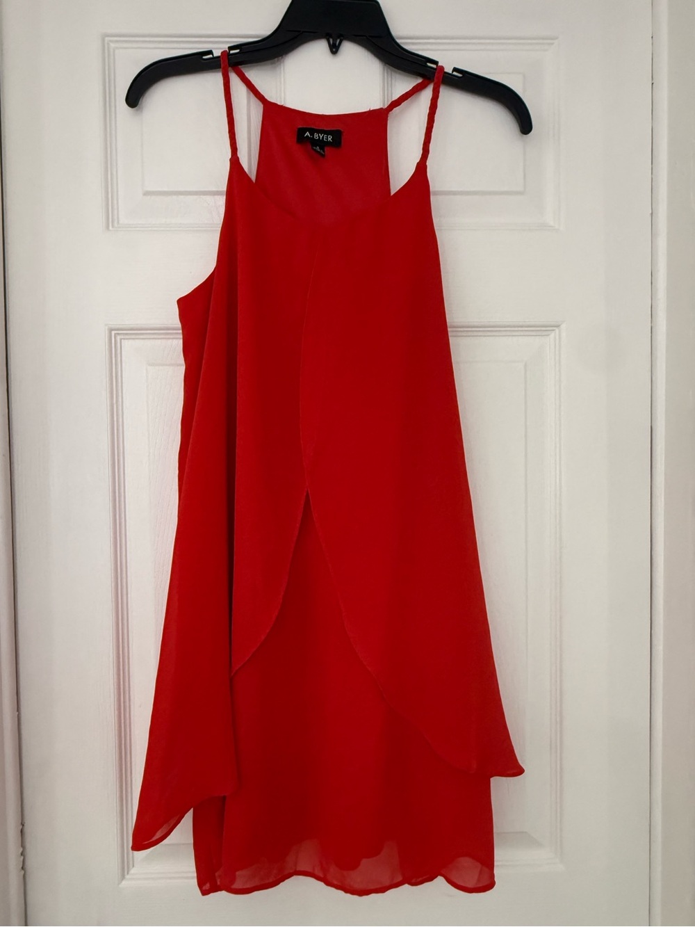 A. Byer Red Layered Spaghetti-Strap Mini Dress